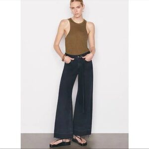 FRAME Le Pixie High Rise Wide Leg Jeans Released Hem | Supermoon | Size 28